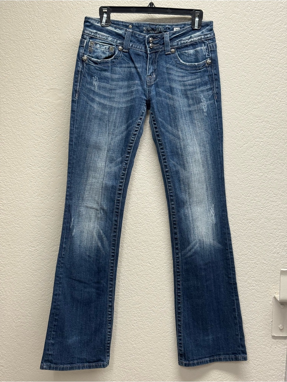 Miss Me Blue Flared Distressed Jeans flare rise 8 vintage